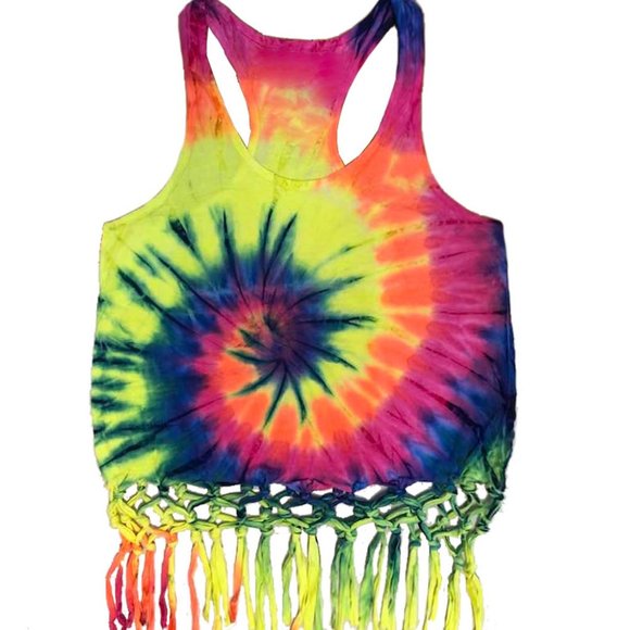 NEW Tie Dye Fringe Tank Top | Fringe Tank Top Boho | NWT - Picture 1 of 3